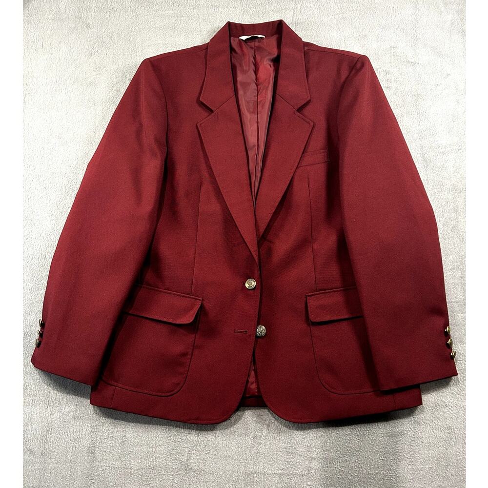 Edwards Women's Burgundy Blazer Suit Jacket Lined Gold Button‎ Size M/L